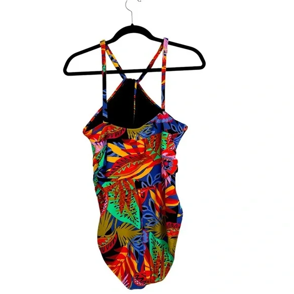 Bleu Rod Beattie Womens Night Safari Floral One Piece Swimsuit High Neck Size 12 - Picture 5 of 13